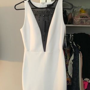 White with black mesh dress bedazzled